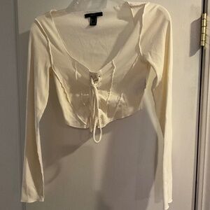 FOREVER 21. Small White long sleeve midriff top.  Mint condition.